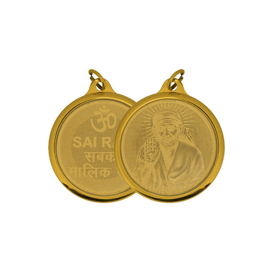 Diviniti 24K Double-sided Gold Plated Pendant Sai & Om|28 MM Flip Coin for Men, Women & children |Good Health & Wealth |Idol for gifting loved ones on any occasion