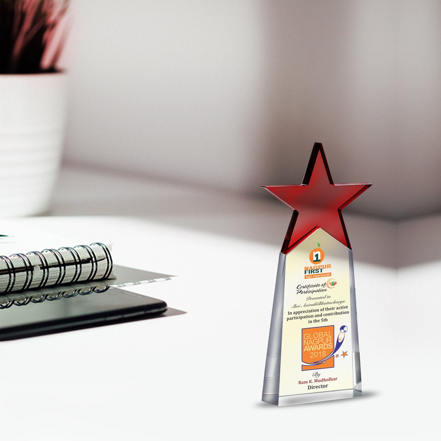 Crystal Trophy for Personalized Corporate Awards