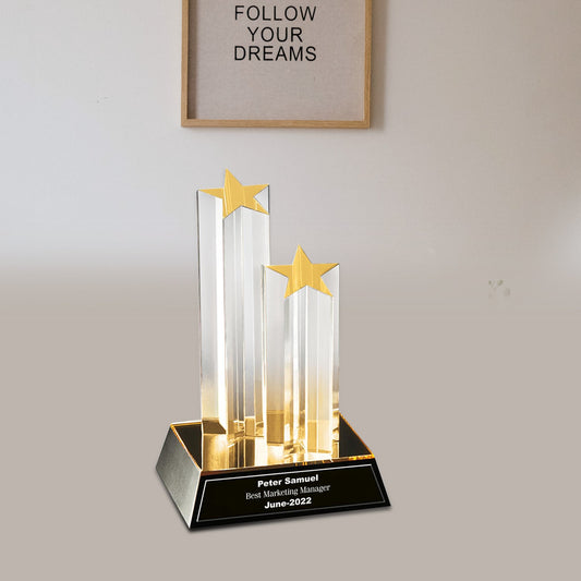 Crystal Trophy with Custom Design for Corporate Gifts