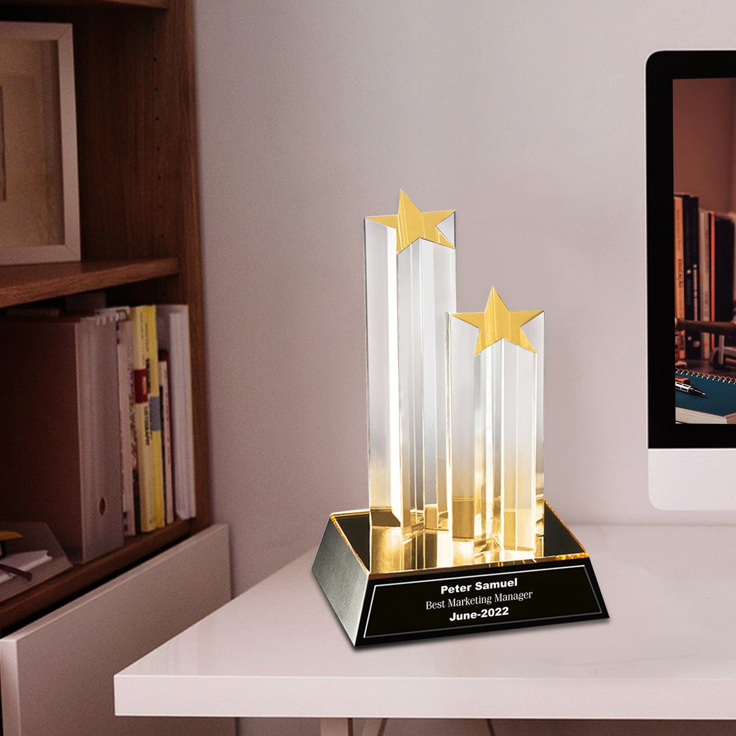 Crystal Trophy with Custom Design for Corporate Gifts