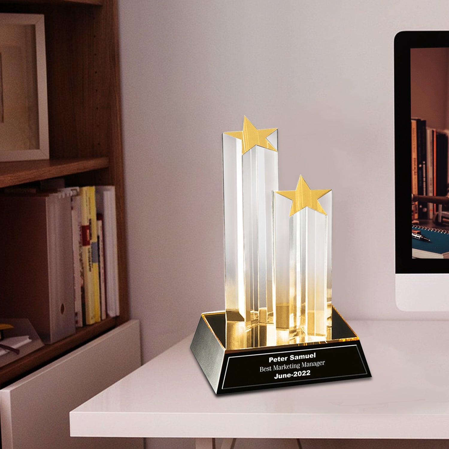 Crystal Trophy with Custom Design for Corporate Gifts