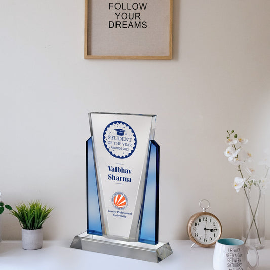 Crystal Trophy with Customization for Corporate Gifts