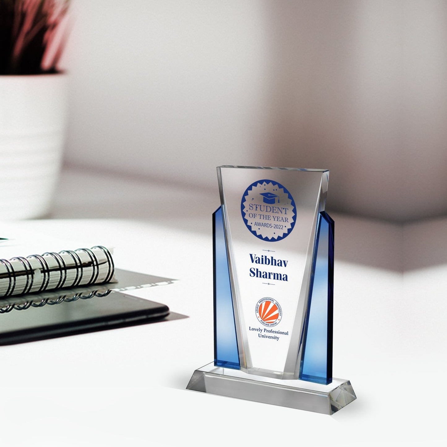 Crystal Trophy with Customization for Corporate Gifts