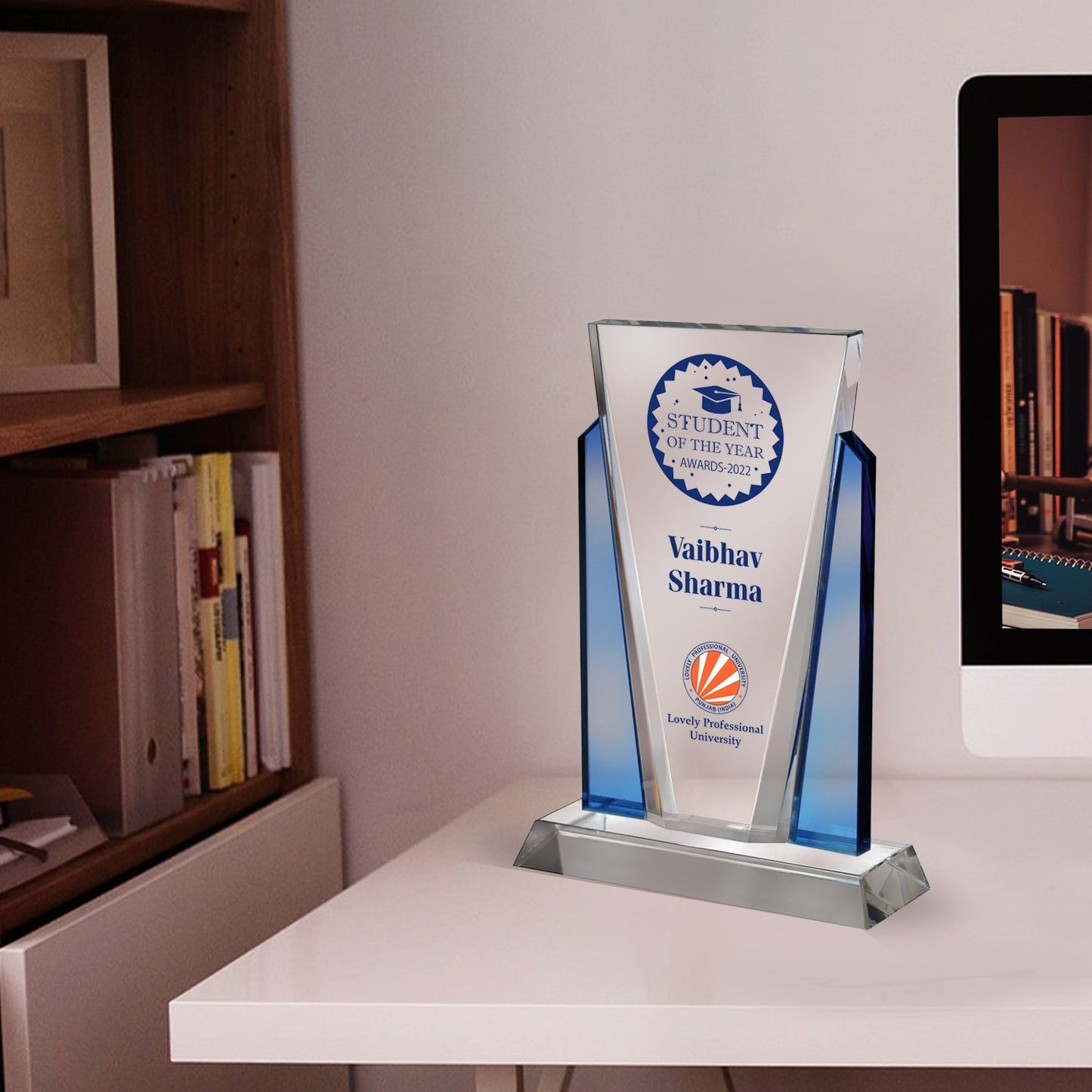 Crystal Trophy with Customization for Corporate Gifts