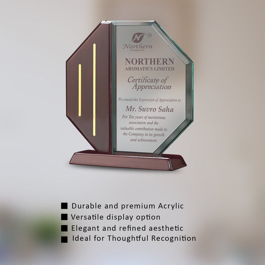 Custom MDF Base Acrylic Trophy for Corporate Gifts