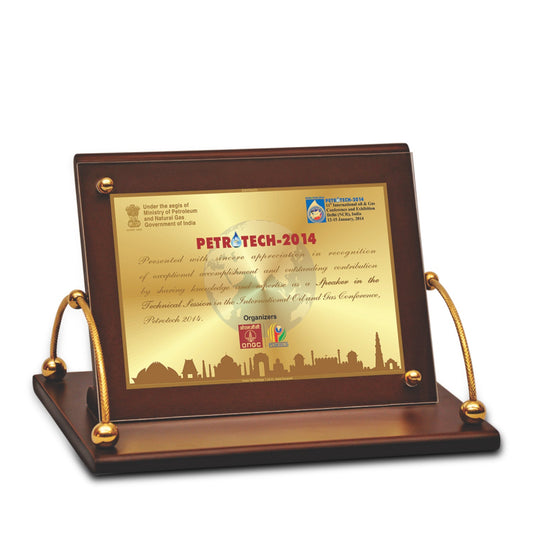 Customized 24K Gold Foil MDF Memento for Corporate Gifting