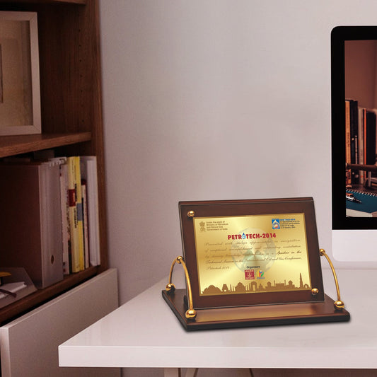 Customized 24K Gold Foil MDF Memento for Corporate Gifting