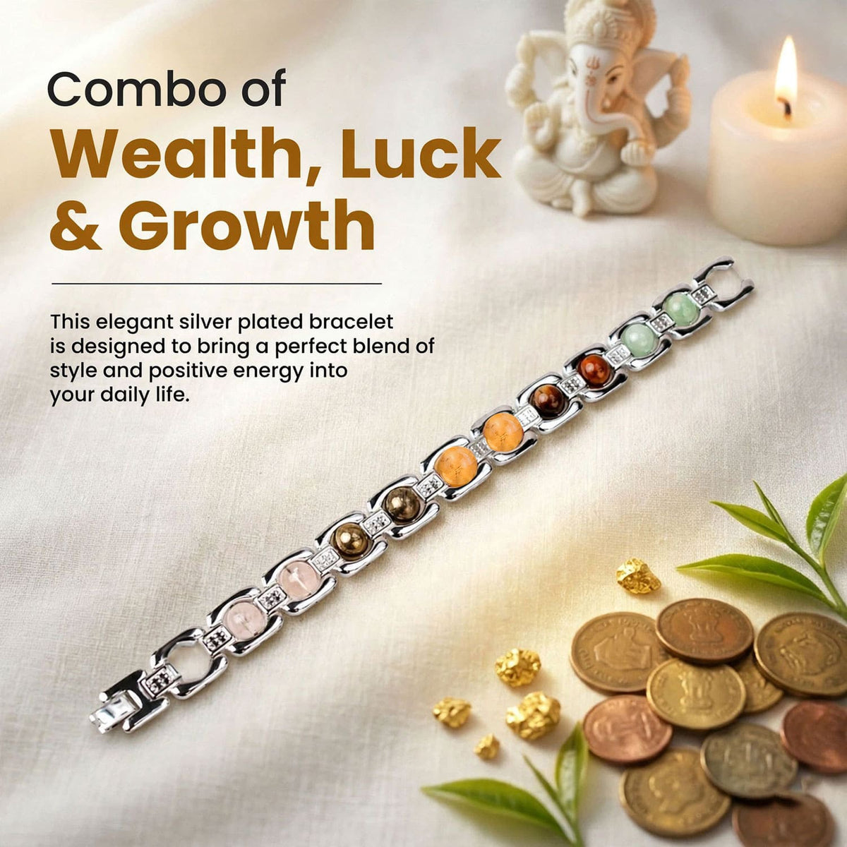 Dhan Yog Silver Plated Bracelet – Attract Wealth, Luck & Money