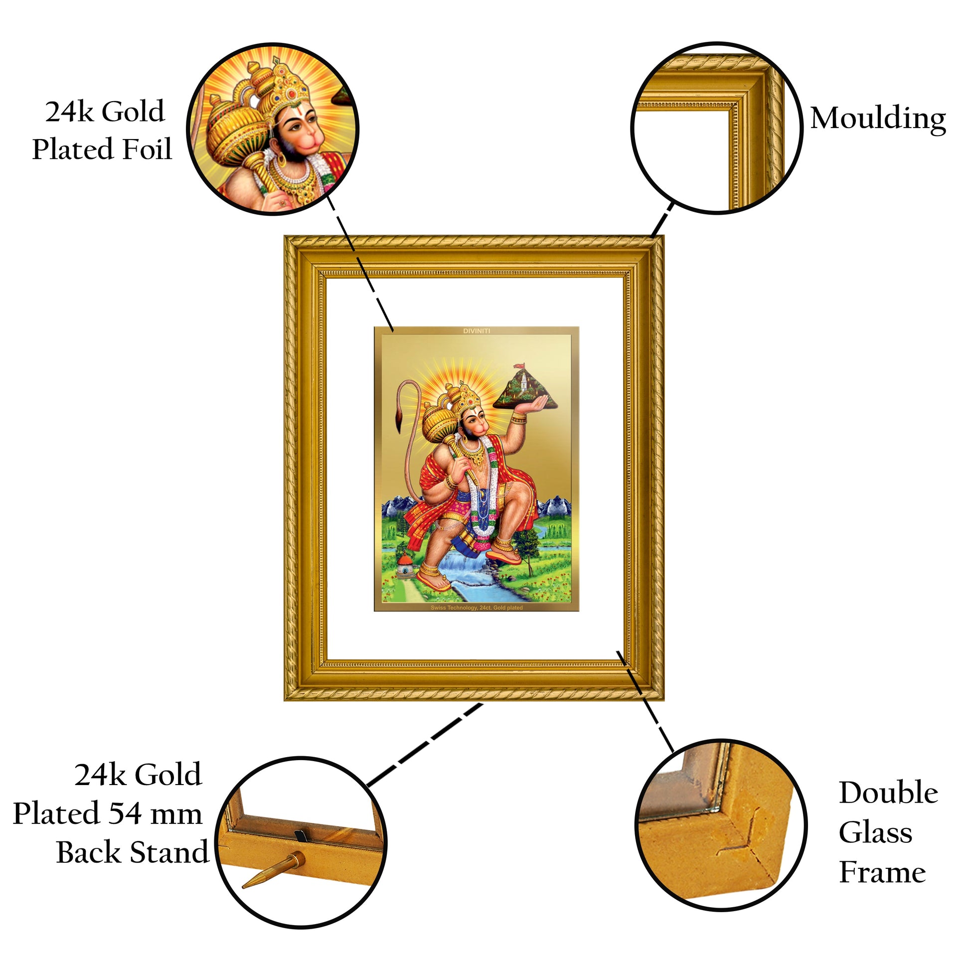 Divine Hanuman Gold Plated Photo Frame | Buy Now