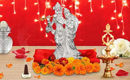 Divine Radha Krishna Silver Idol for Gifting