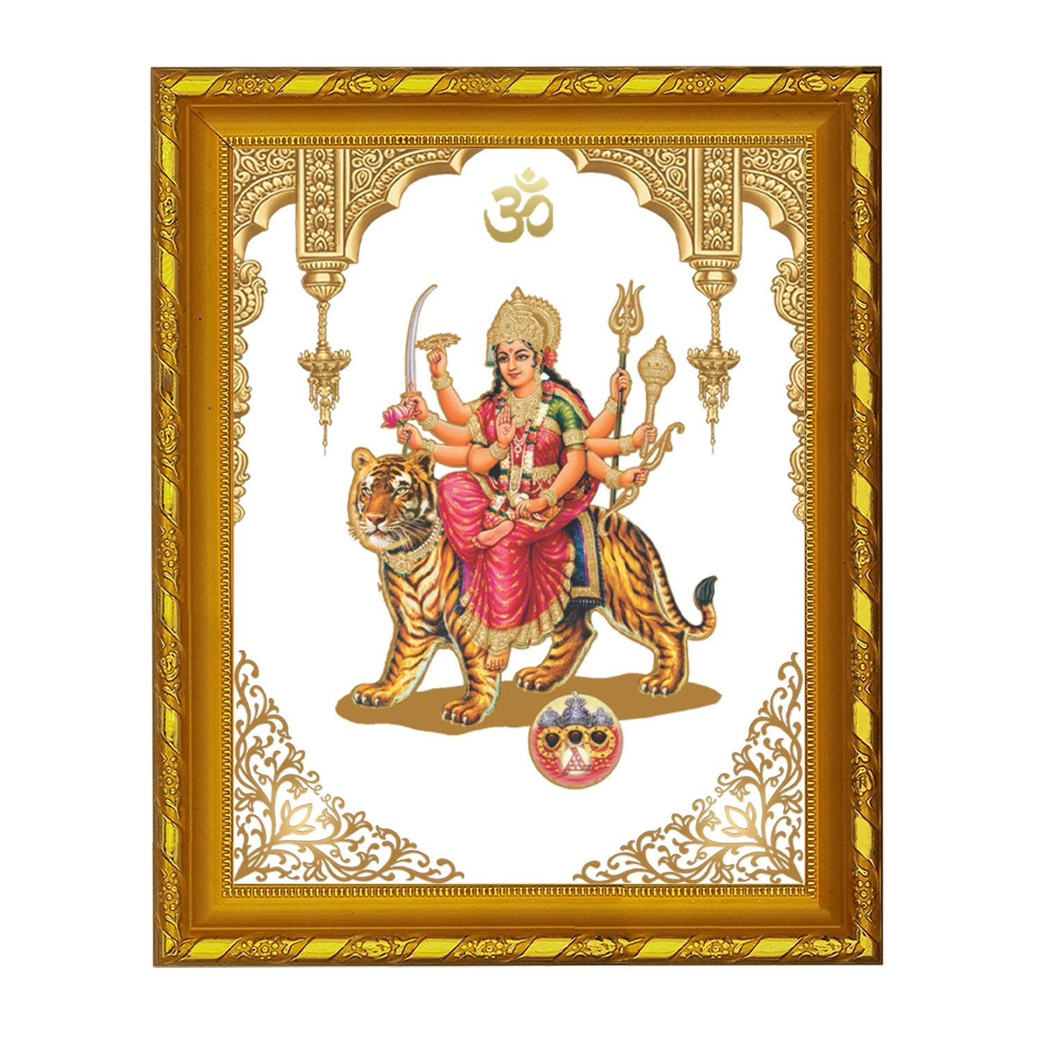 Durga Mata Gold Plated Frame | Elegant Home Decor