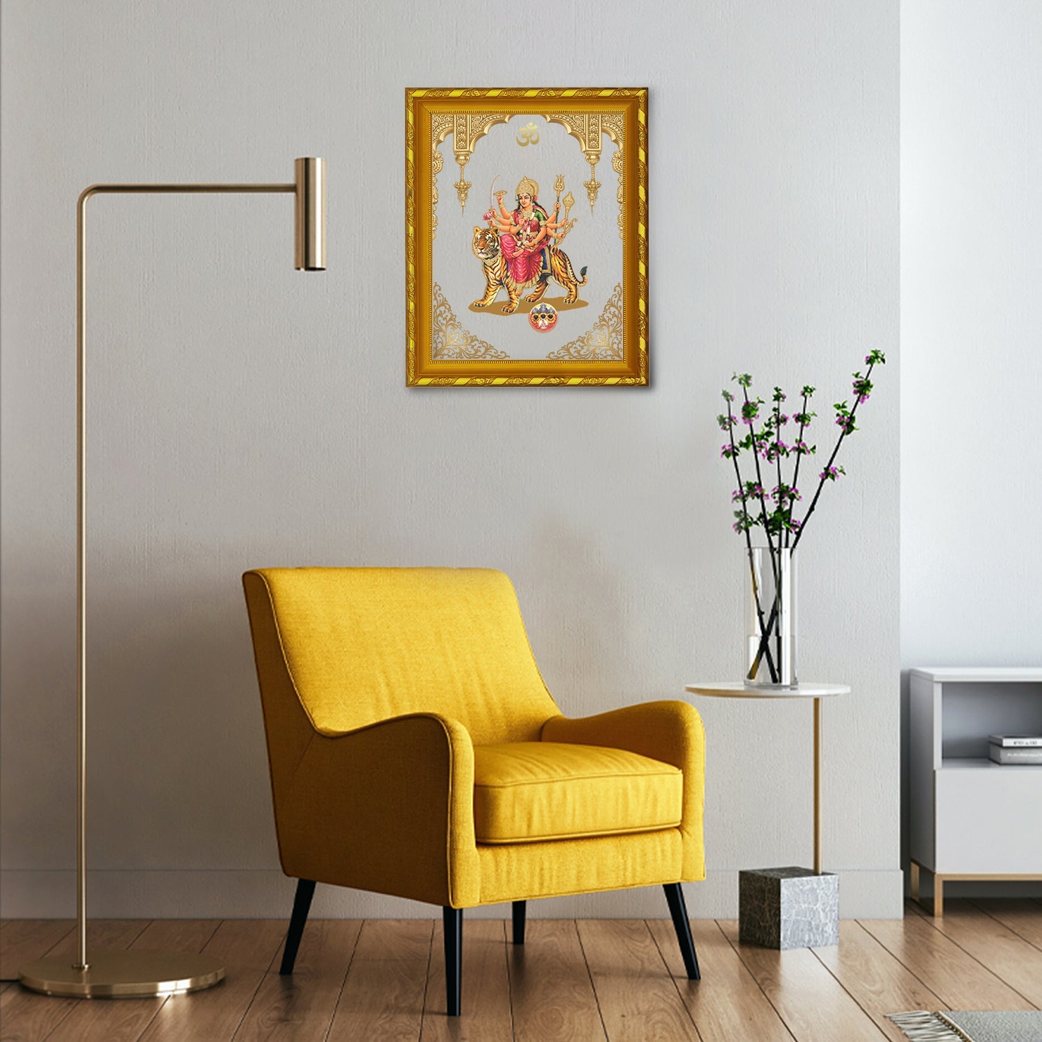 Durga Mata Gold Plated Frame | Elegant Home Decor