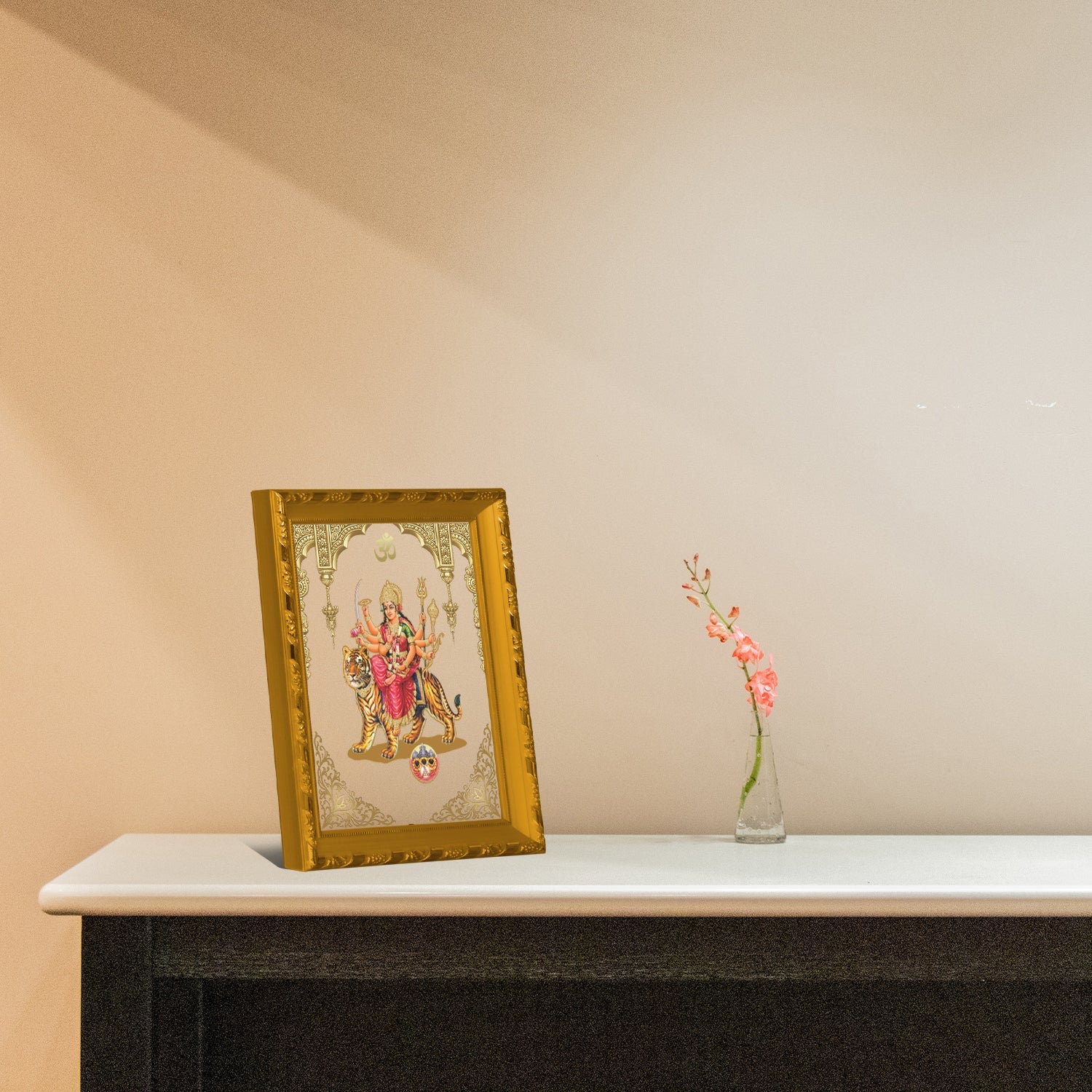 Durga Mata Gold Plated Frame | Elegant Home Decor