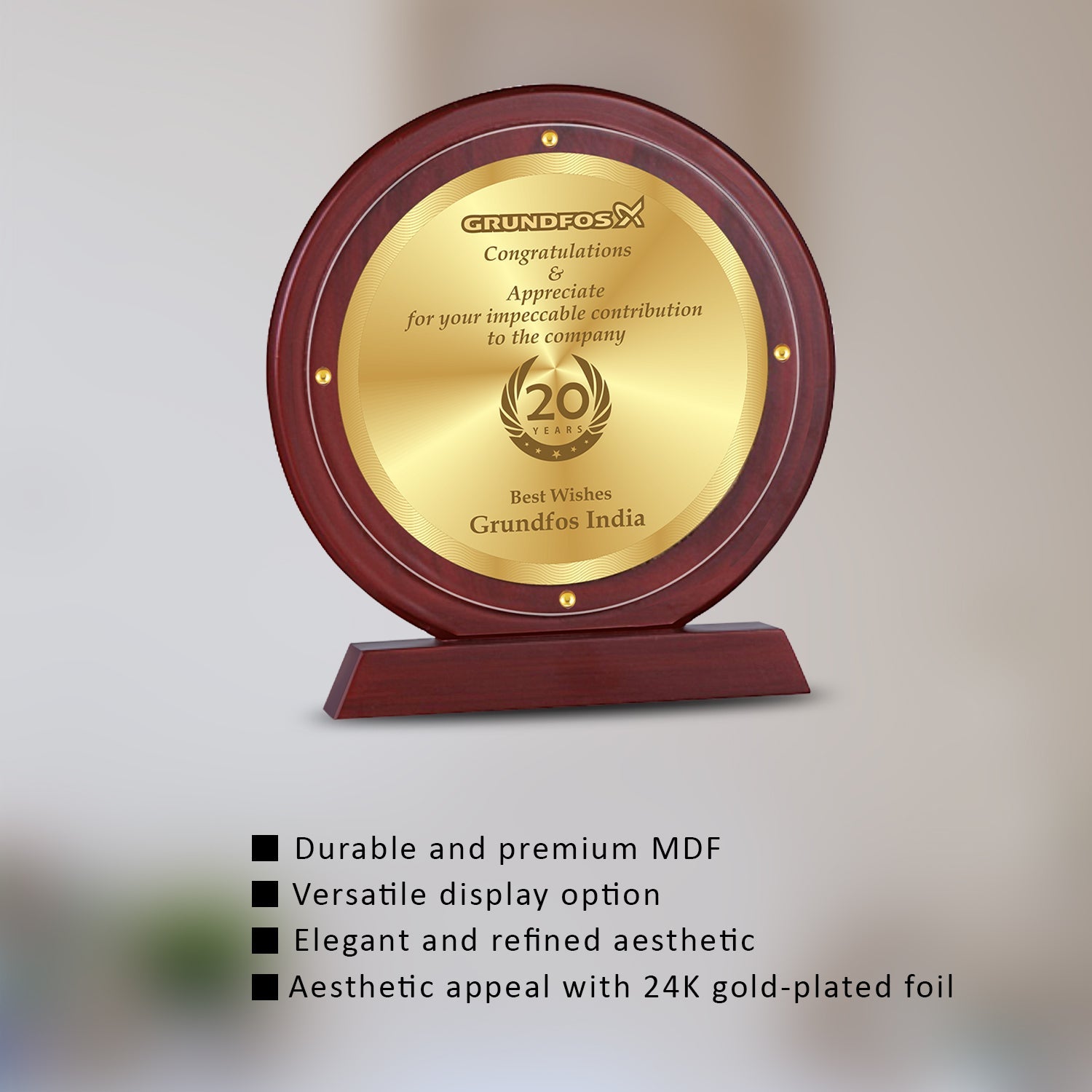 Elegant Custom MDF Memento with 24K Gold Foil