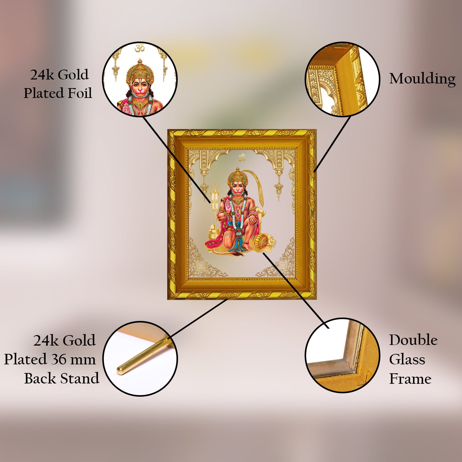 Elegant Gold Hanuman Photo Frame - Perfect Decor