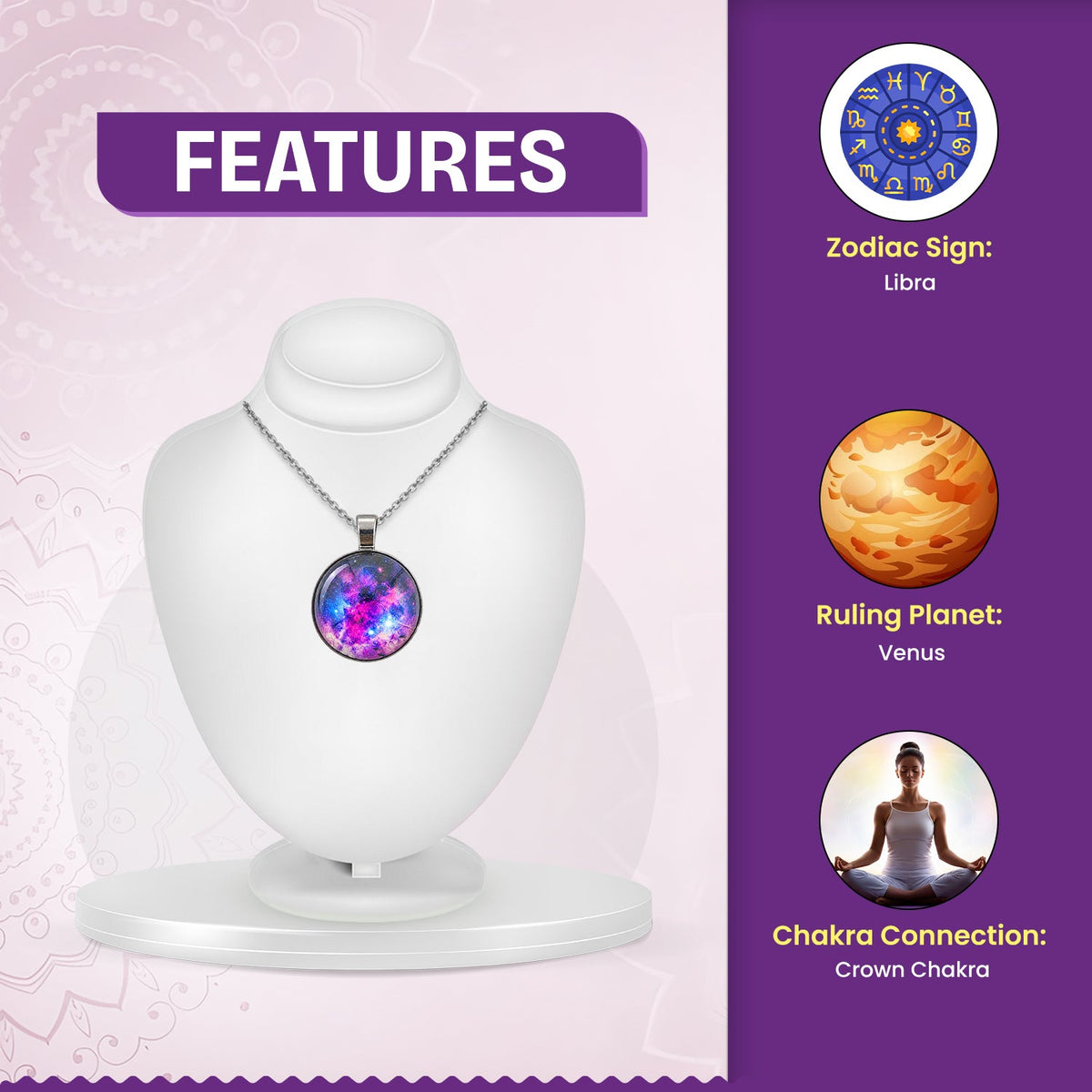 Galaxy Purple Crystal Pendant