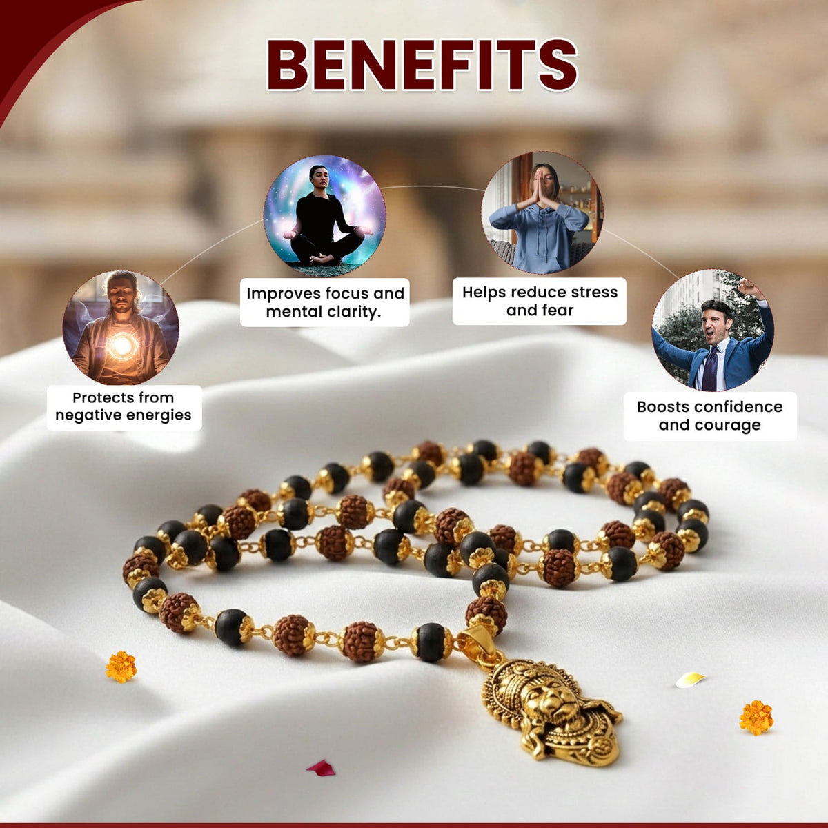 Gold Plated Bajrangbali Karungali Rudraksha Necklace