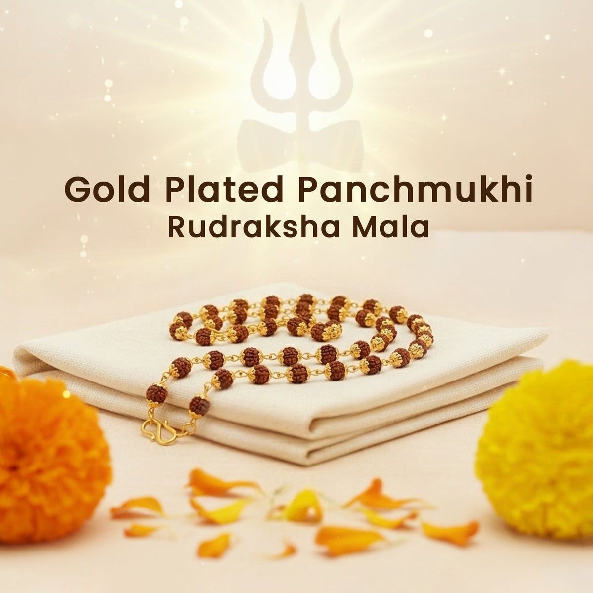 Gold Plated Panchmukhi Rudraksha Mala
