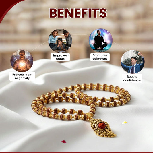 Gold Plated Shankh Rudraksha Mala