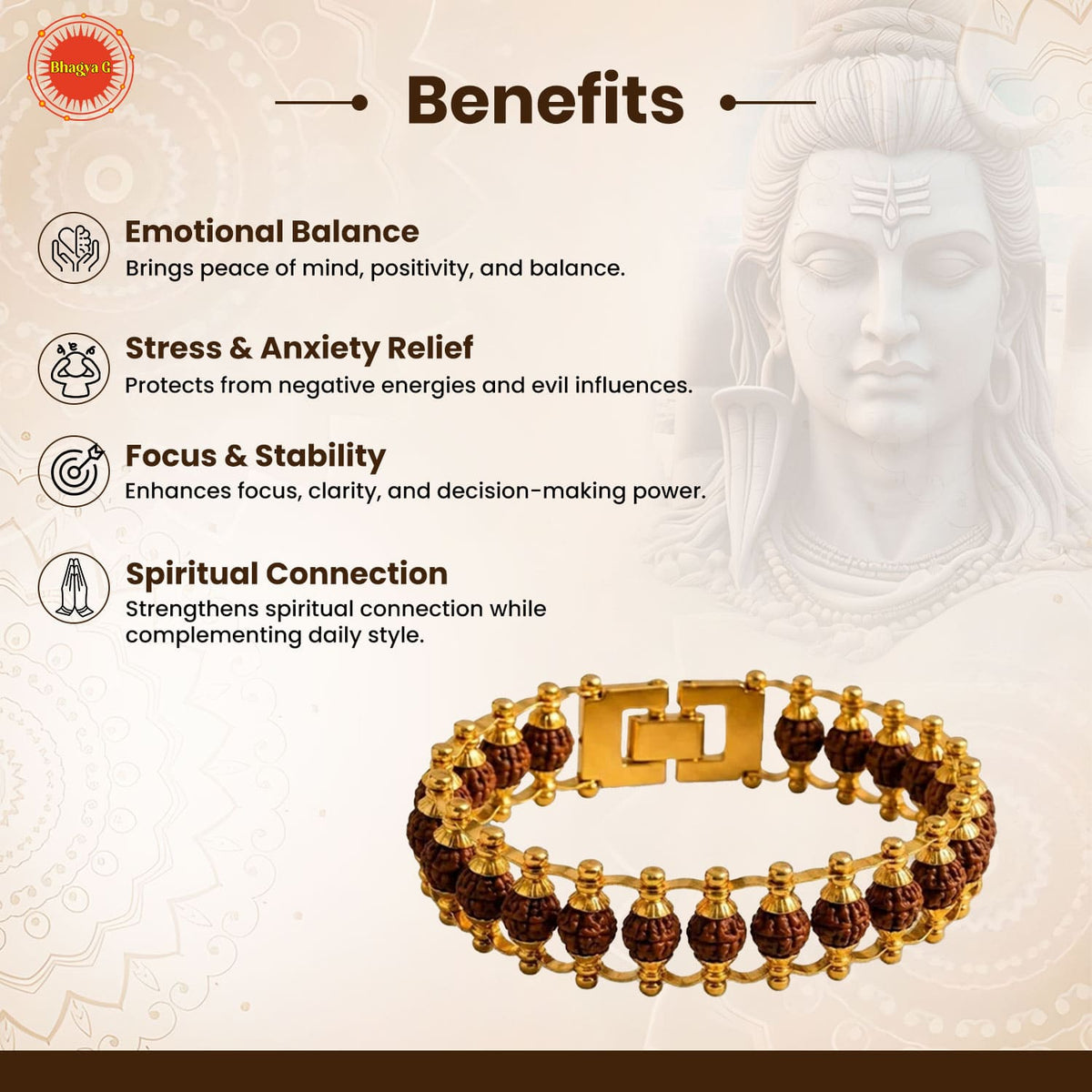 Brass Chain Rudraksha Bracelet