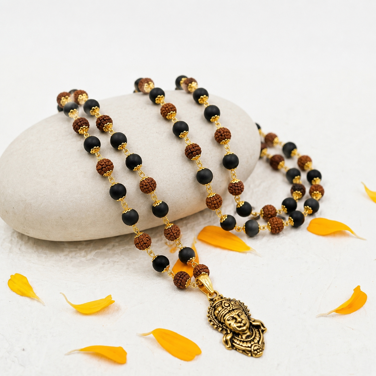 Gold Plated Bajrangbali Karungali Rudraksha Necklace