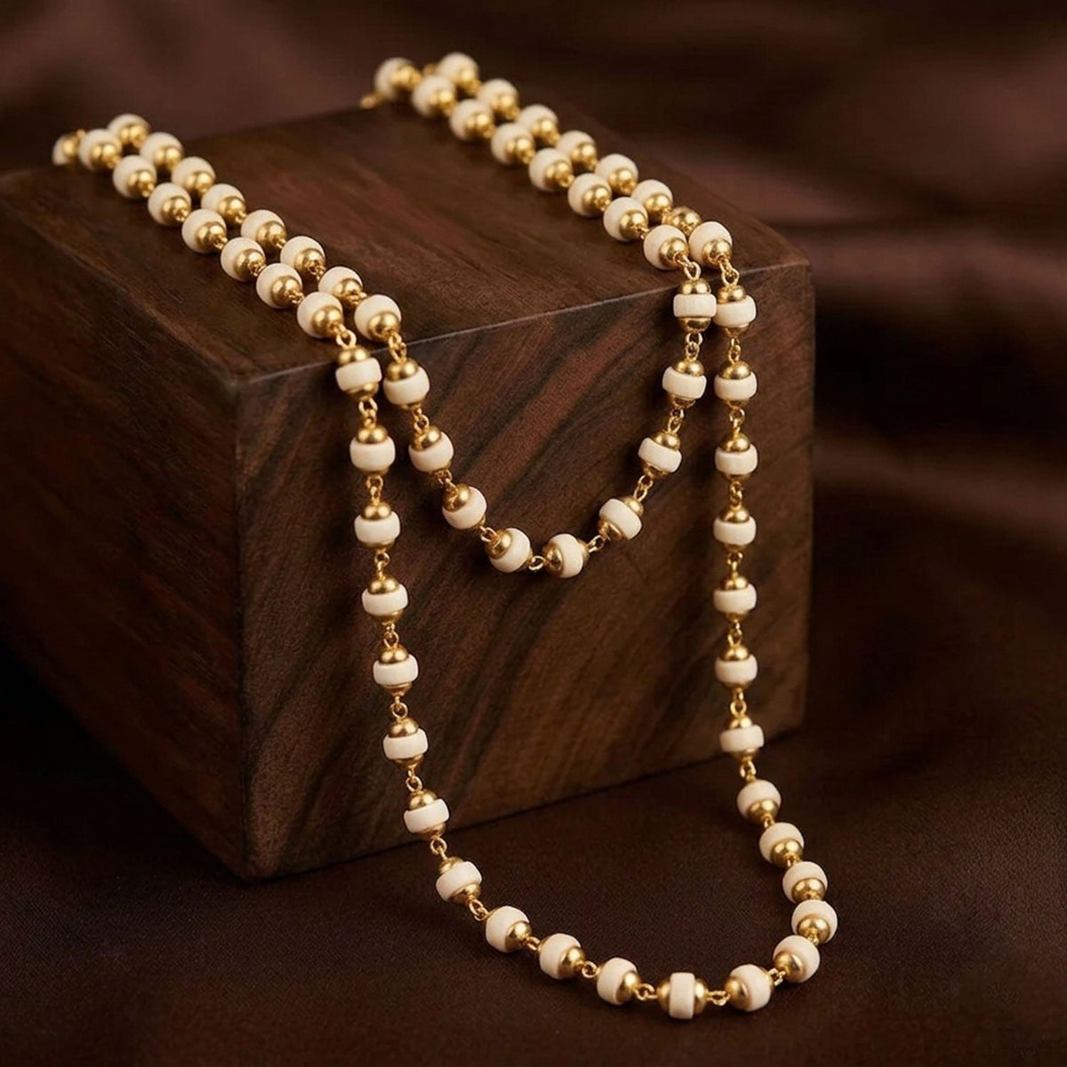 Golden Cap Tulsi Mala – Spiritual Protection & Positive Energy