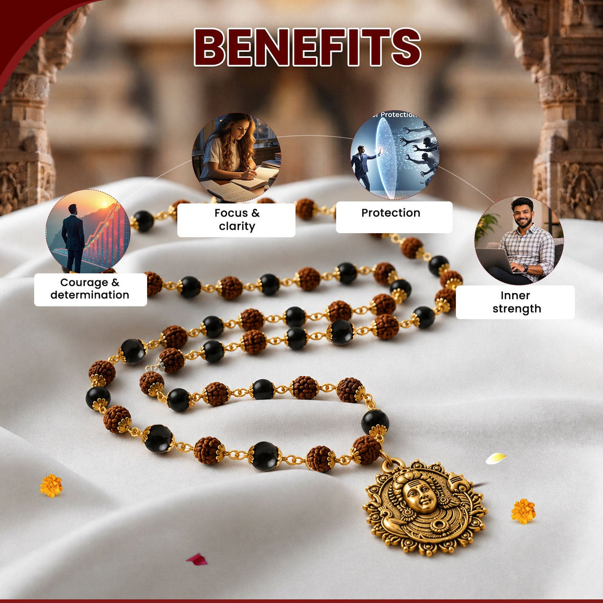 Golden Kartike Rudraksha Karungali Mala