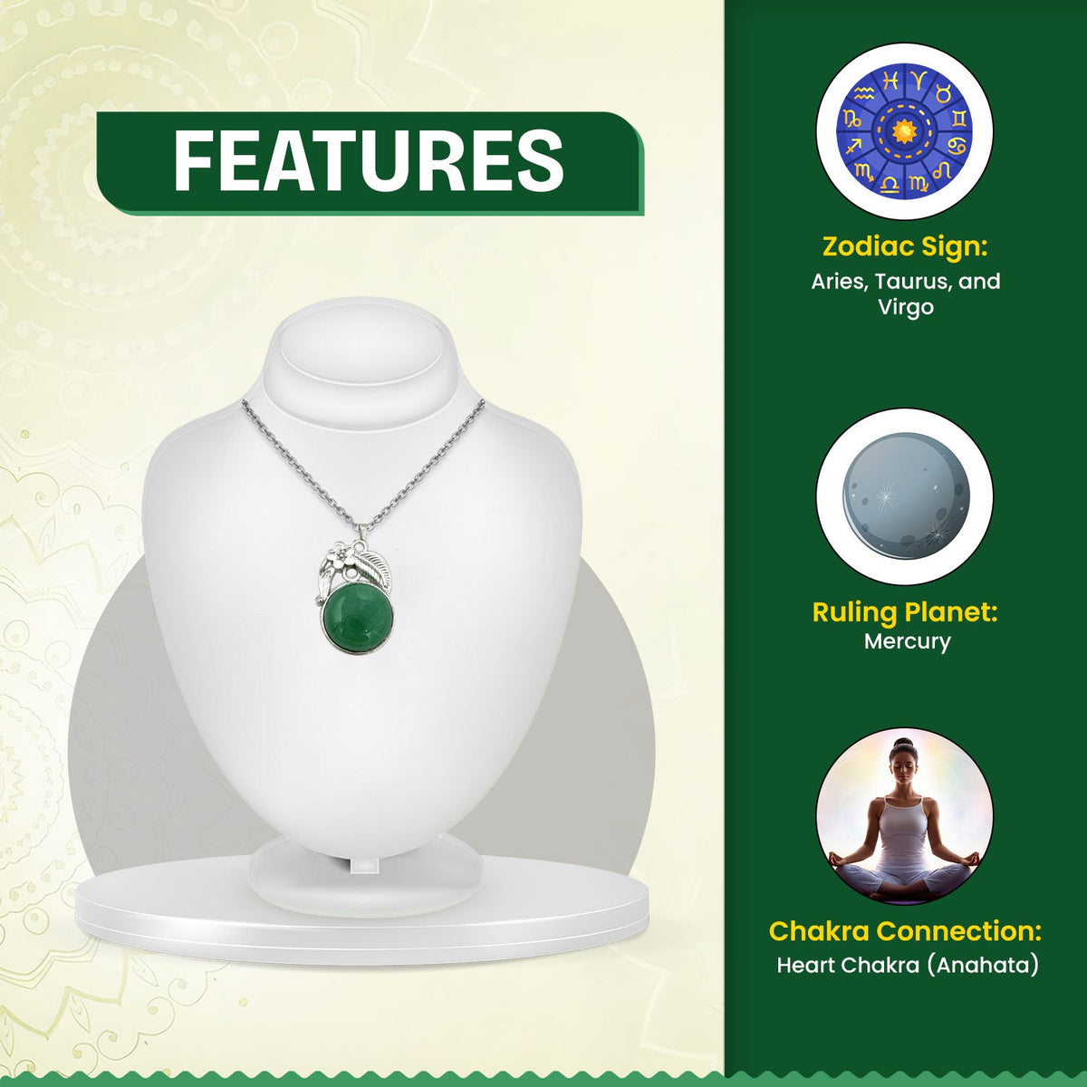 Green Aventurine Crystal Round Pendant