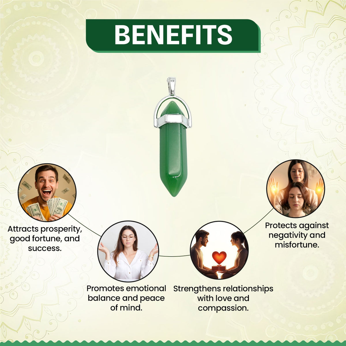 Green Jade Crystal Candle Pendant