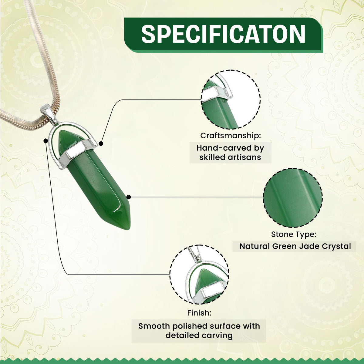 Green Jade Crystal Candle Pendant