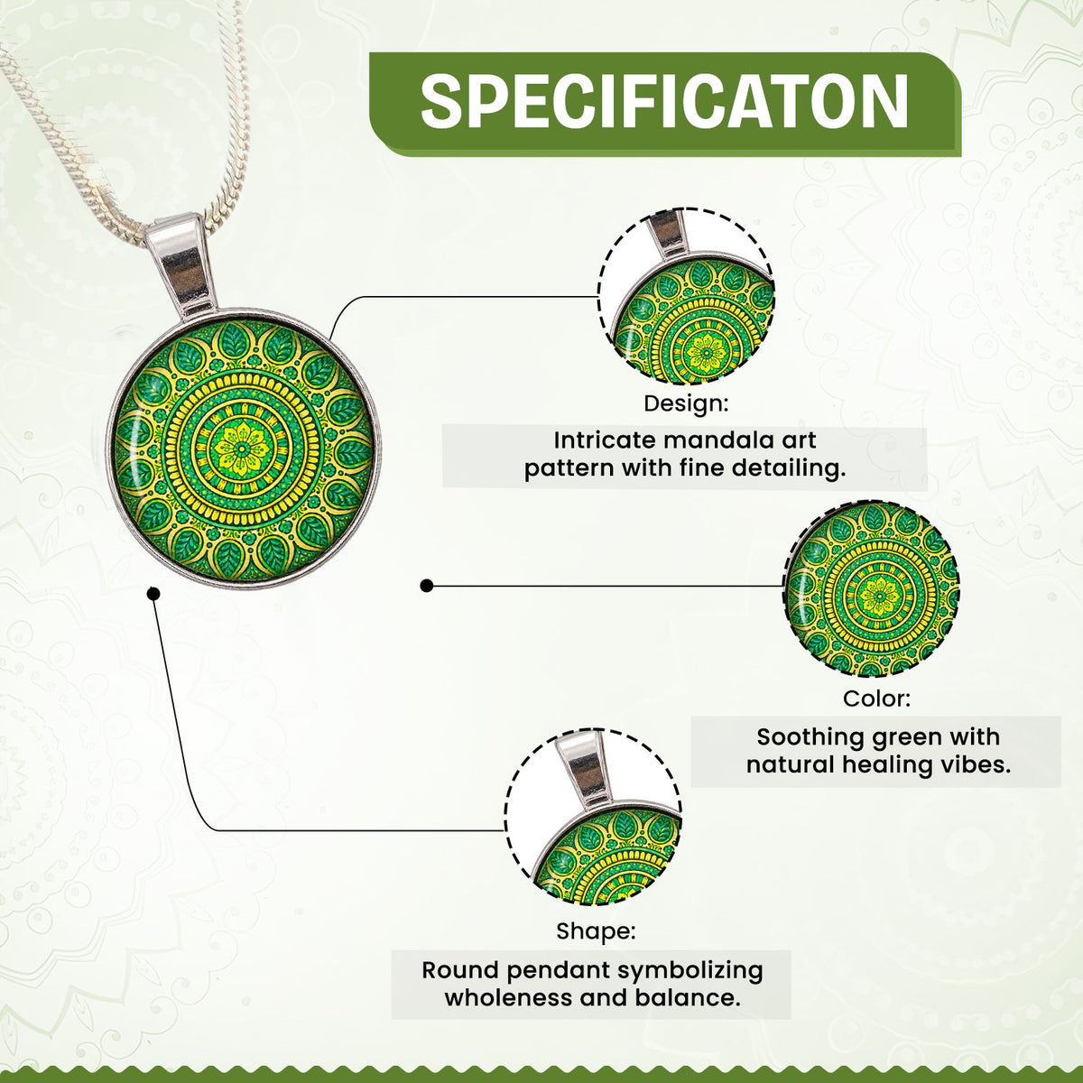 Green Mandala Crystal Pendant