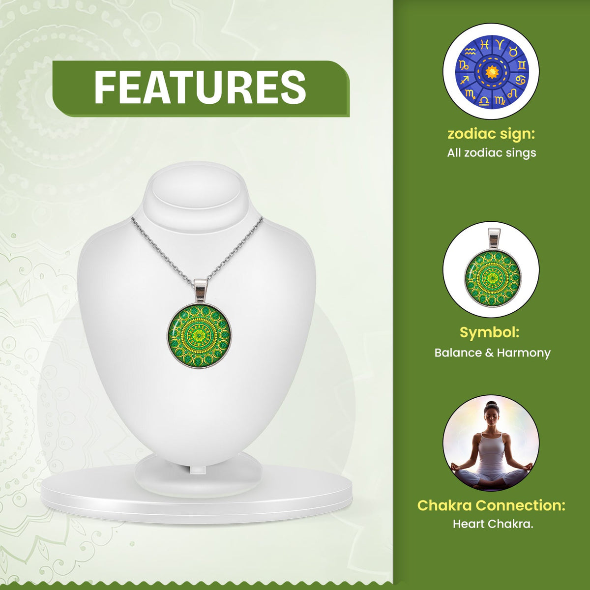 Green Mandala Crystal Pendant