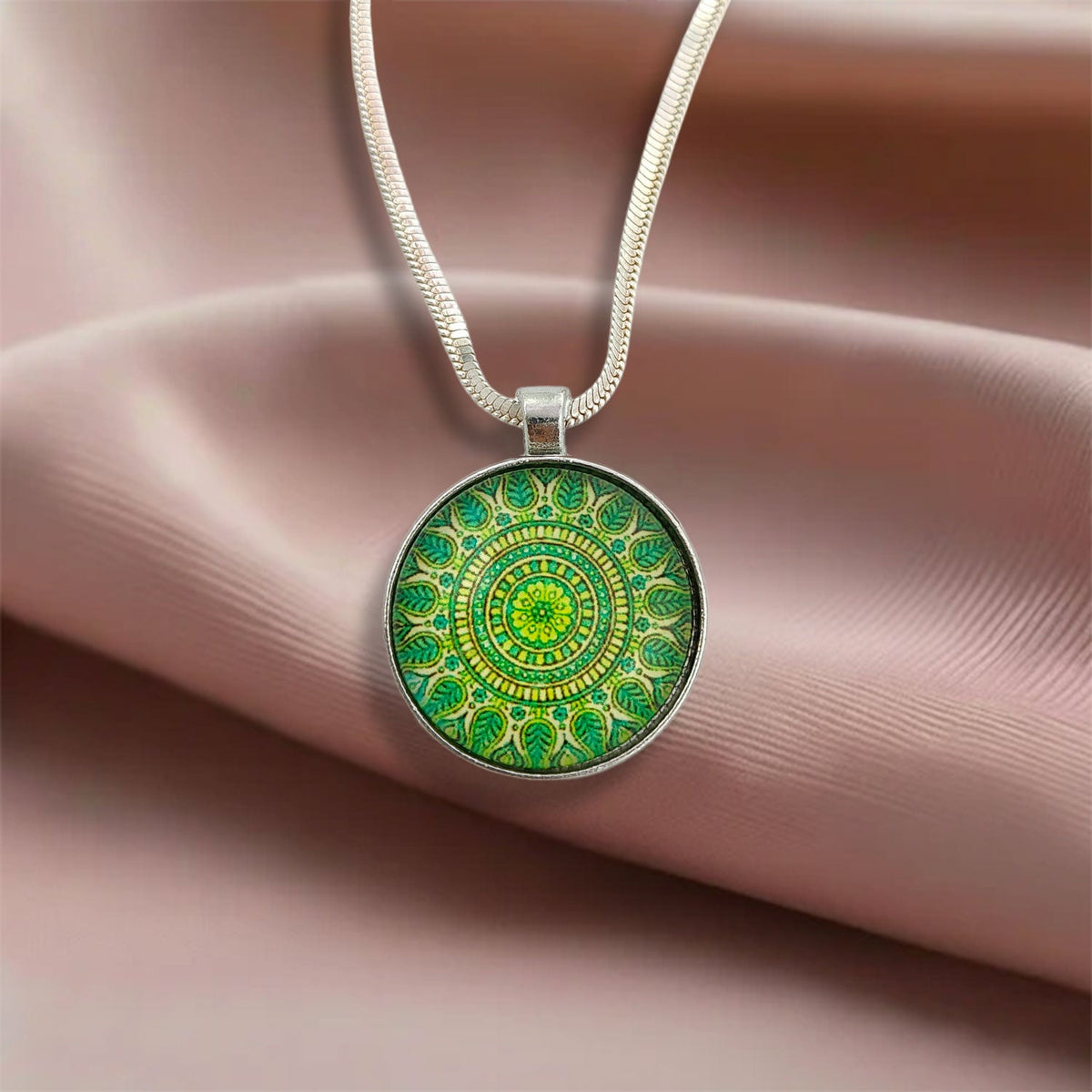 Green Mandala Crystal Pendant