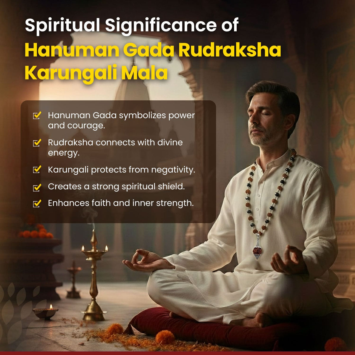 Hanuman Gada Rudraksha Karungali Mala