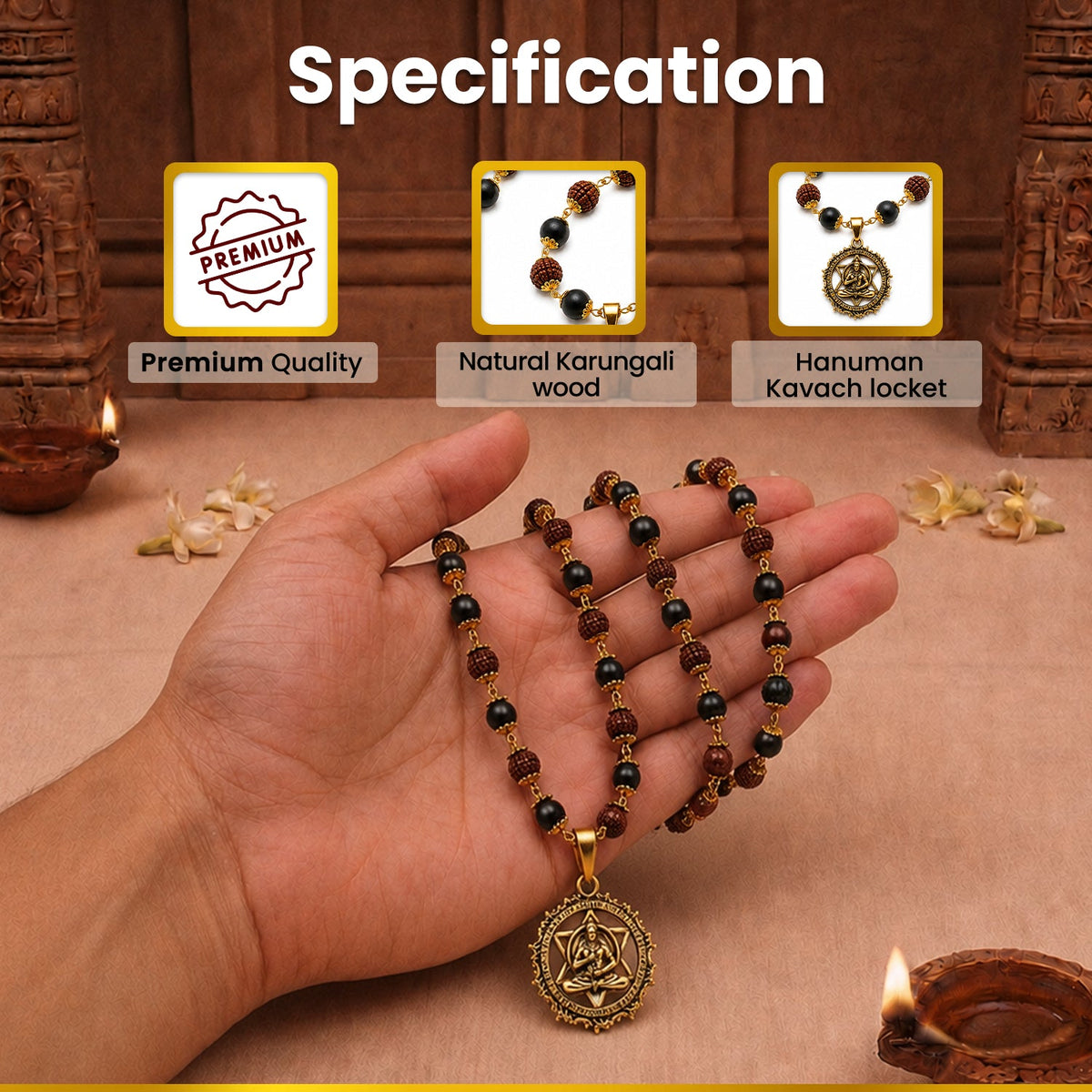 Hanuman Kavach Karungali Rudraksha Mala