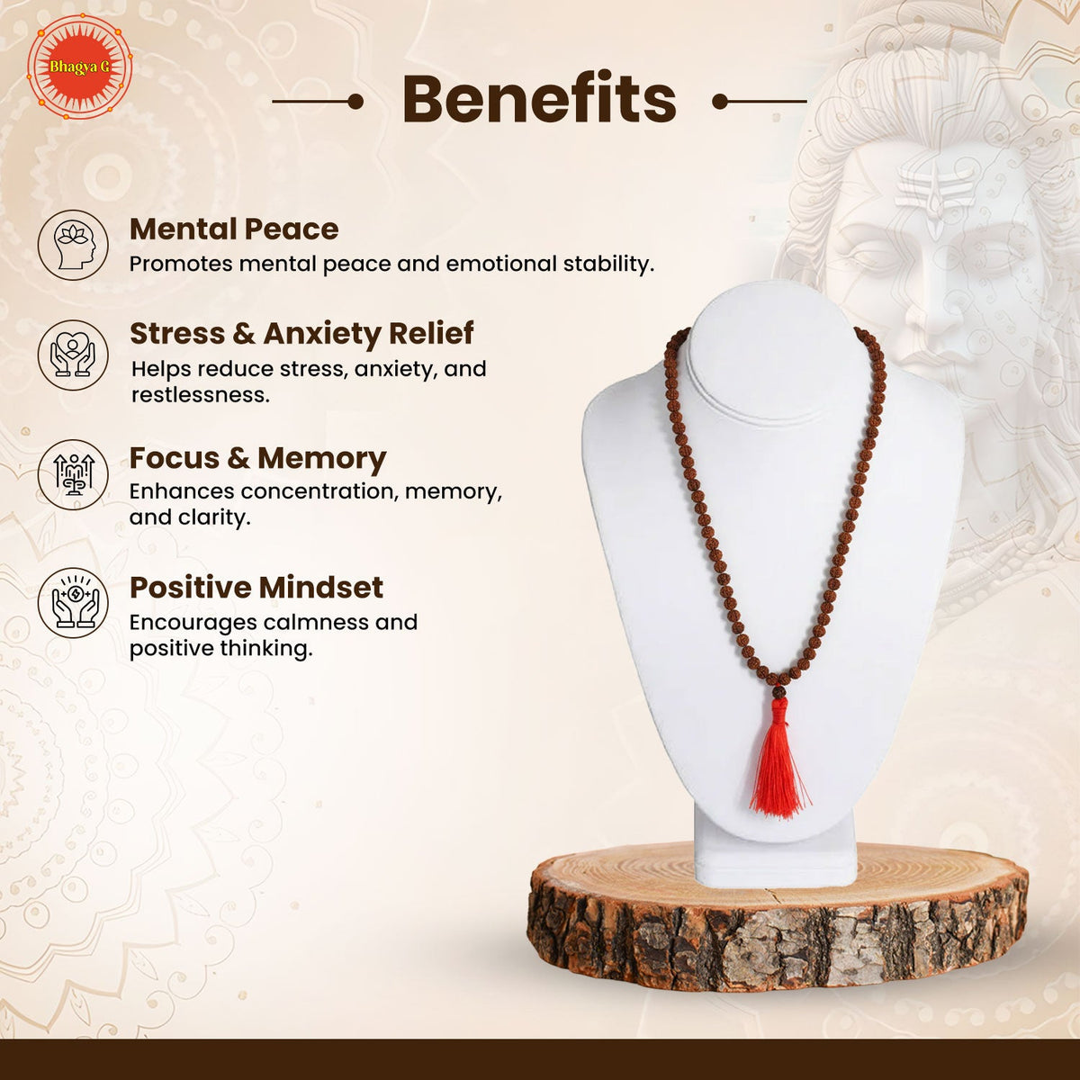 Indonesian 5 Mukhi Rudraksha Mala (108 beads)