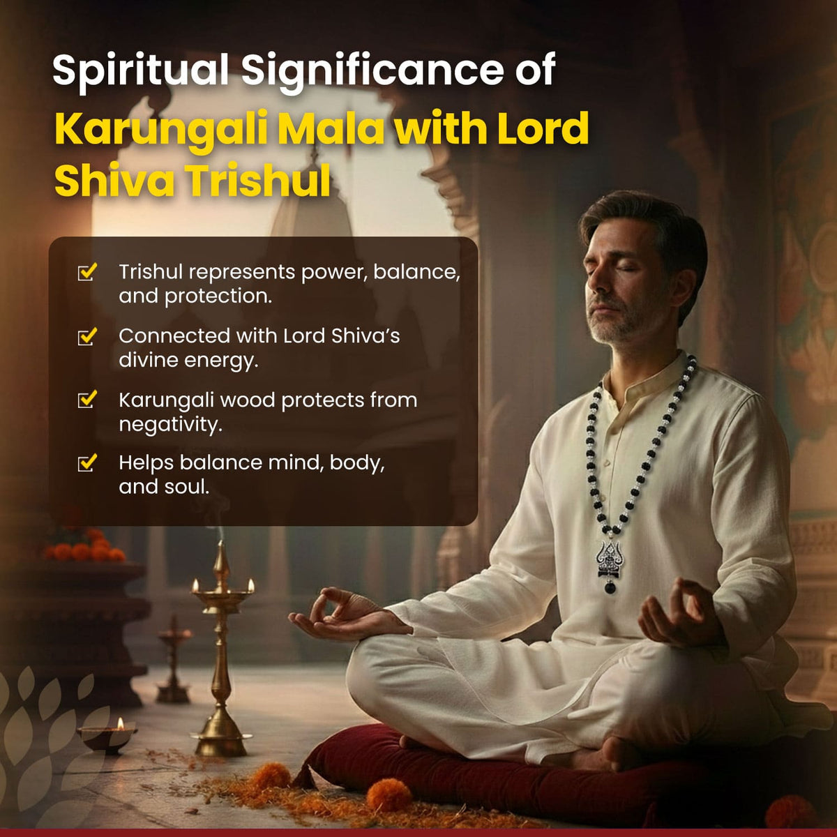 Karungali Mala with Lord Shiva Trishul