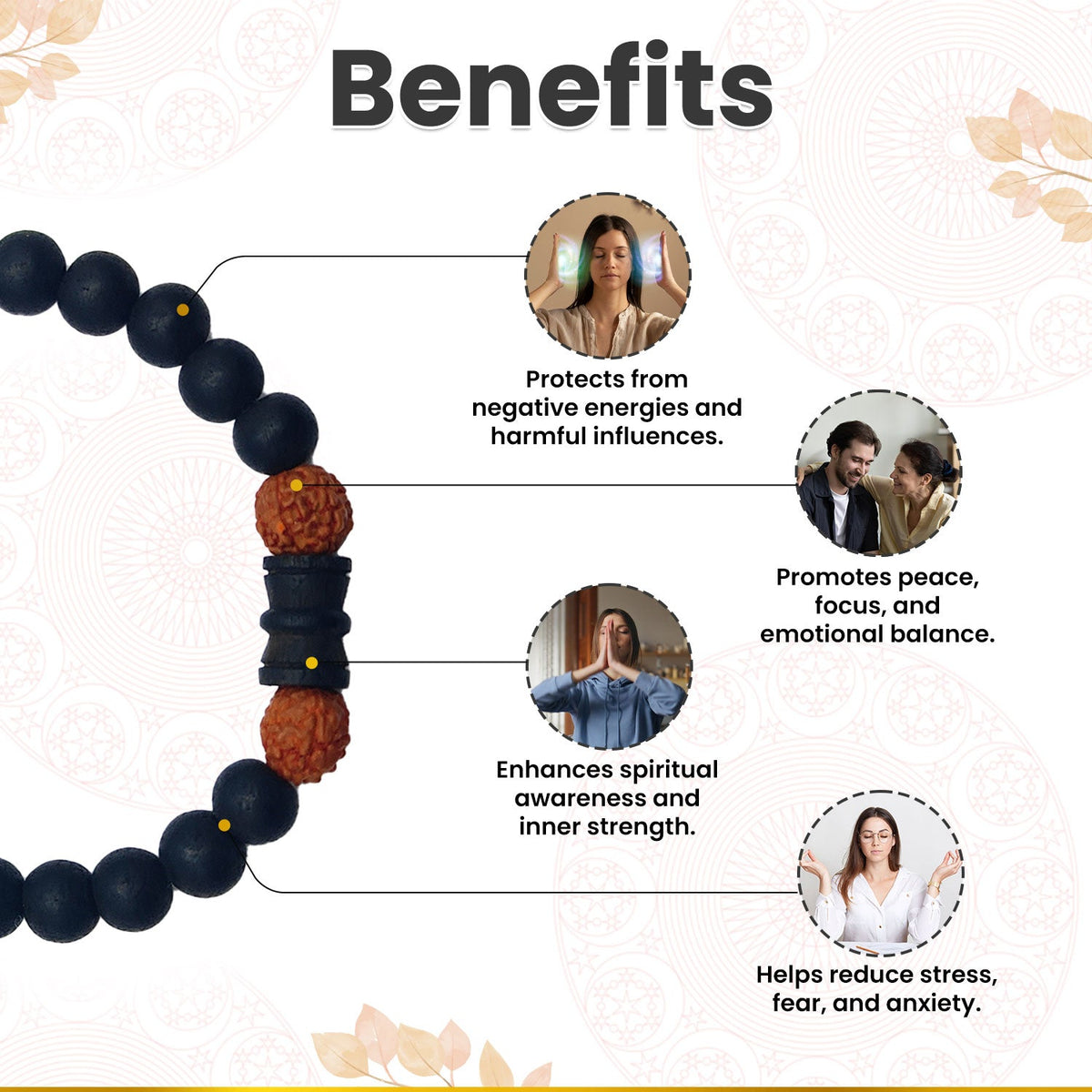 Karungali Rudraksha Damru Bracelet