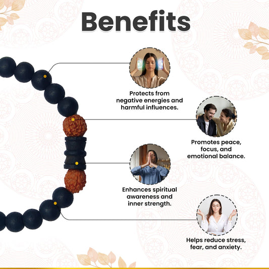 Karungali Rudraksha Damru Bracelet