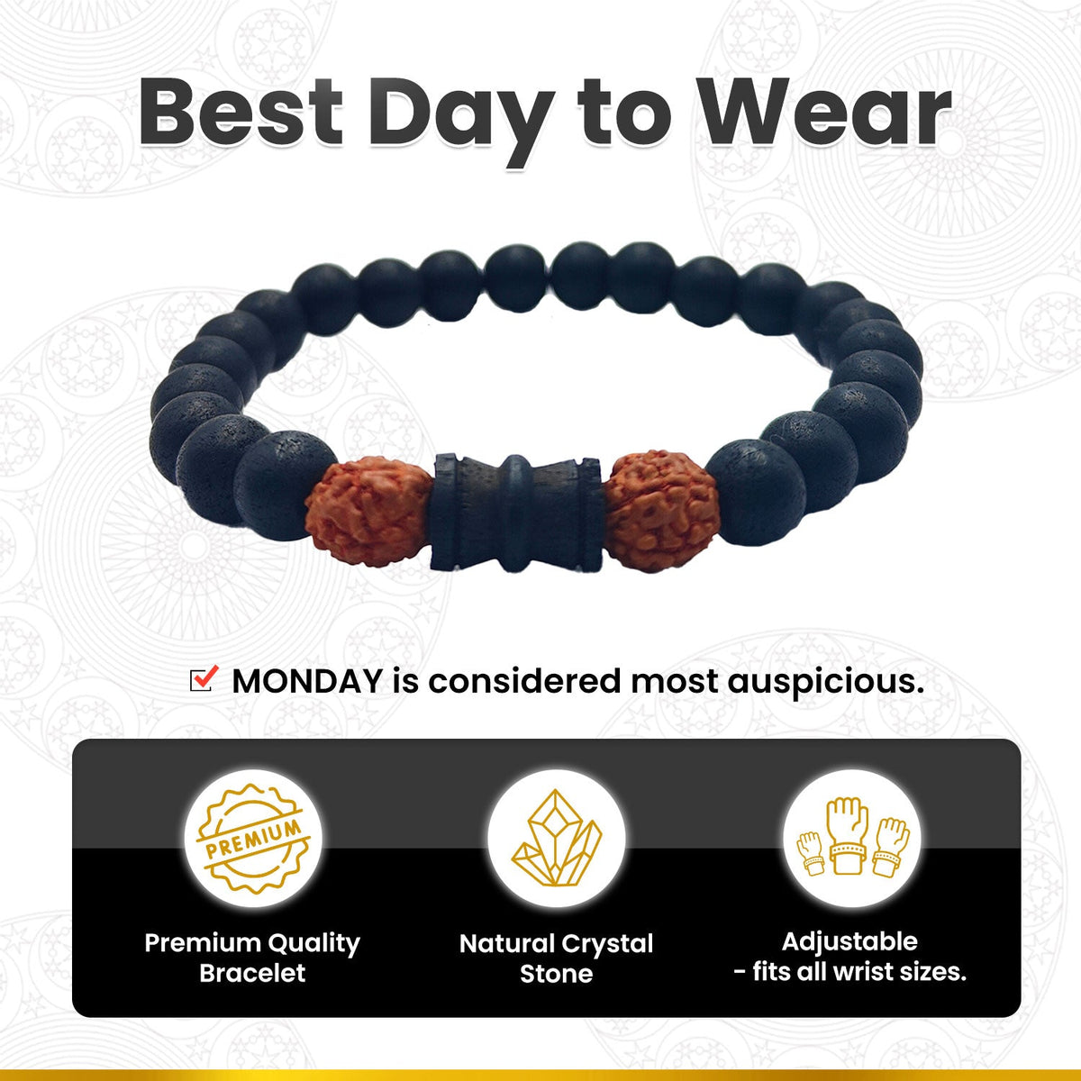 Karungali Rudraksha Damru Bracelet
