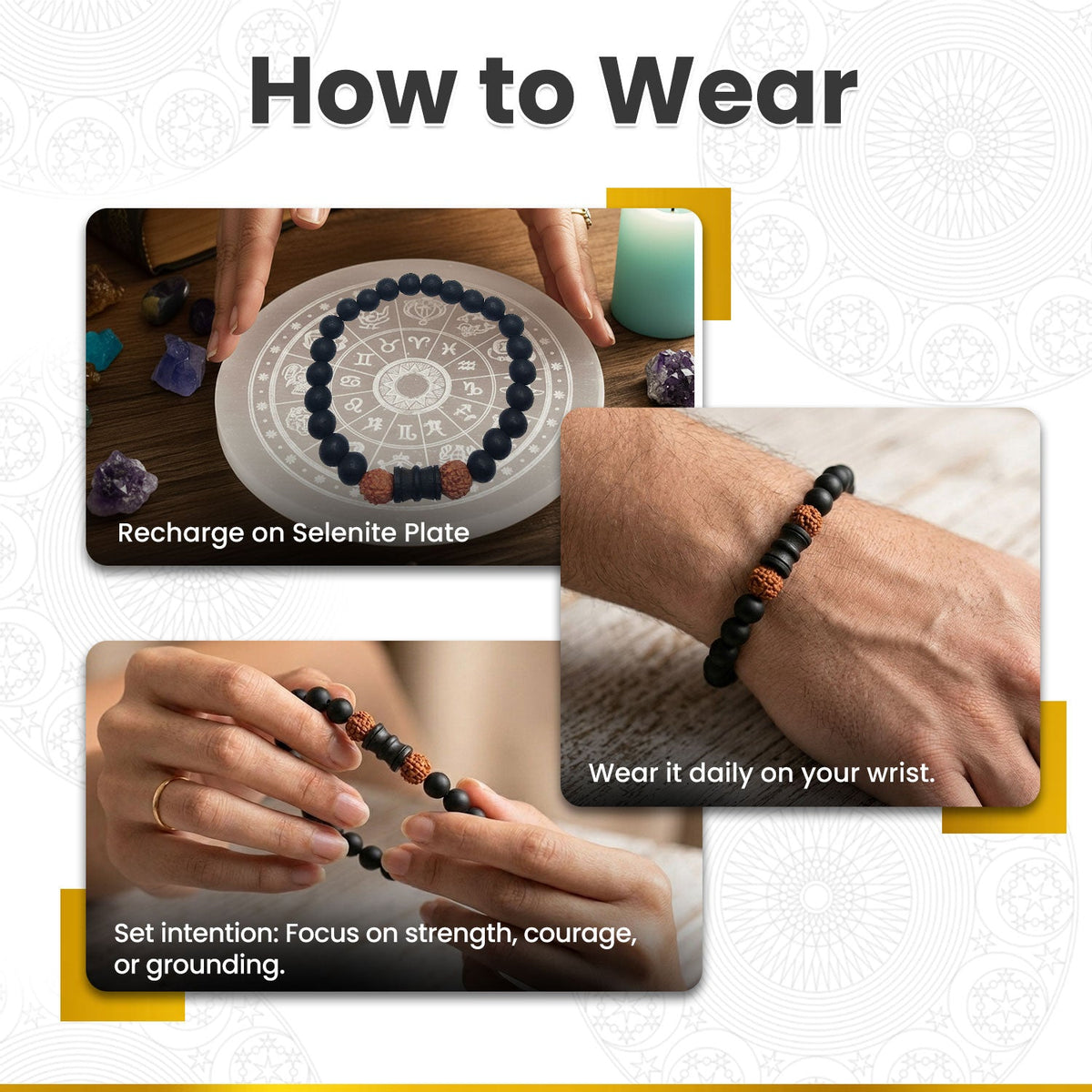 Karungali Rudraksha Damru Bracelet