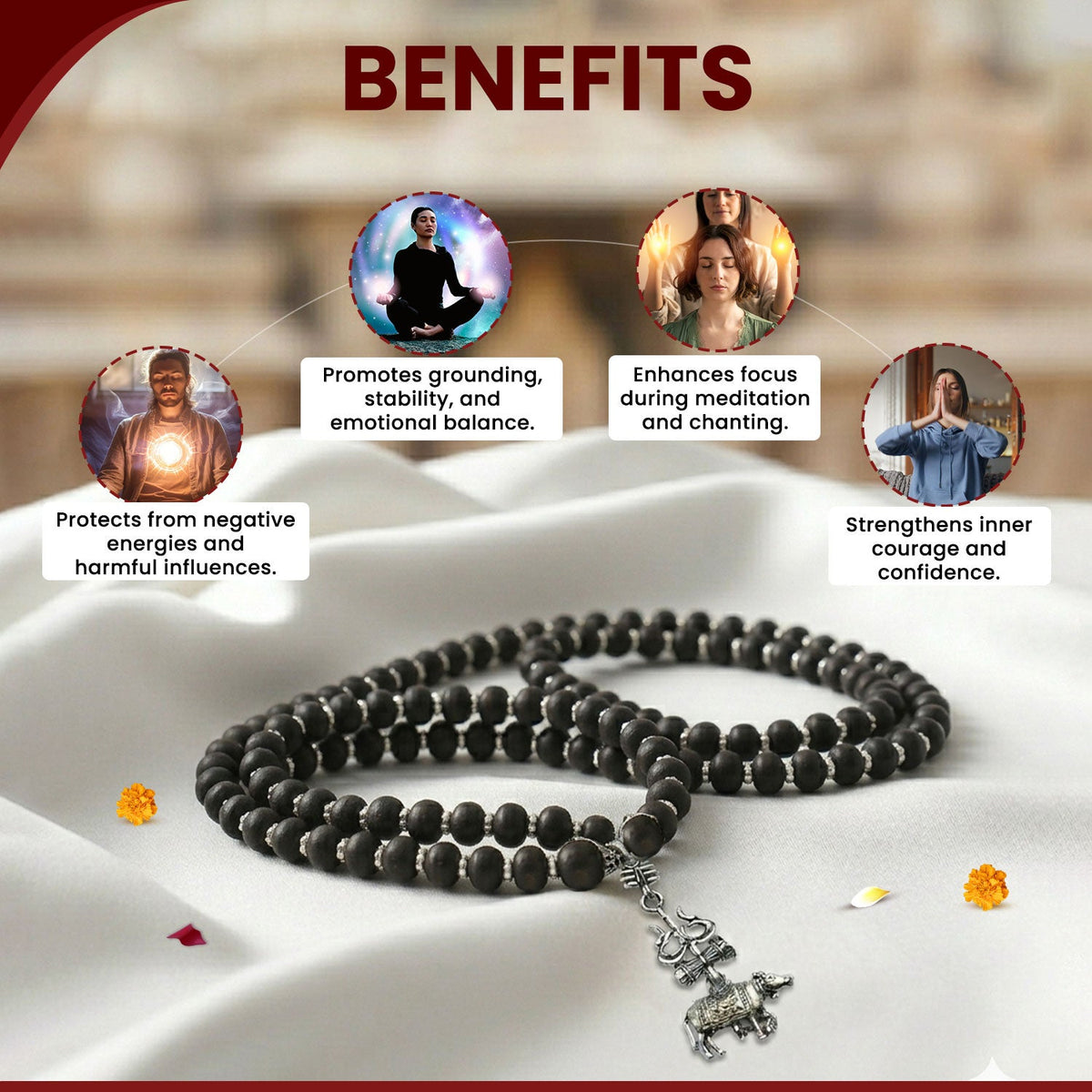 Karungali Mala with Trishul Nandi Pendant