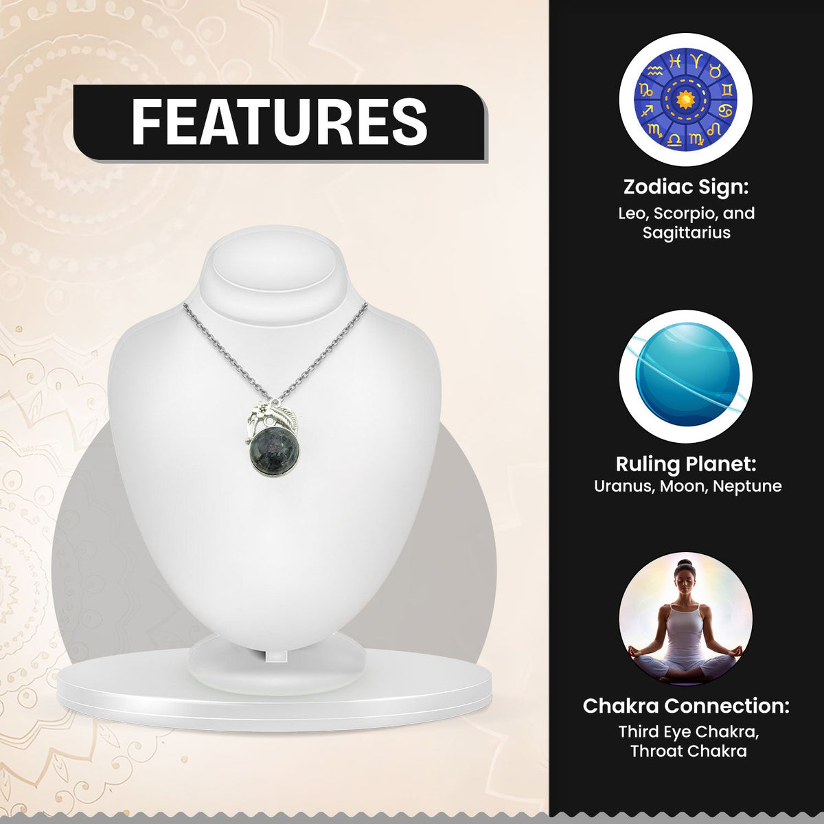 Labradorite Crystal Round Pendant