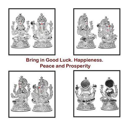 Laxmi Ganesh Silver Idol for Puja Room
