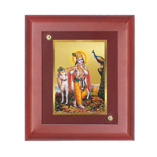 Lord Krishna Gold Plated Photo Frame for Pooja