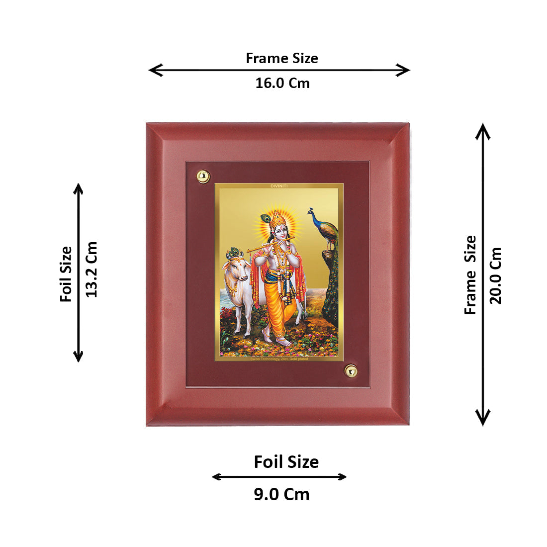Lord Krishna Gold Plated Photo Frame for Pooja