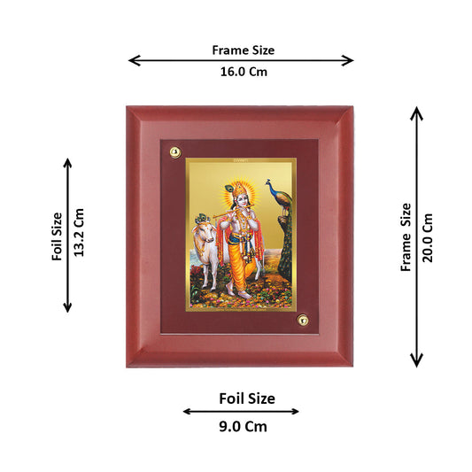 Lord Krishna Gold Plated Photo Frame for Pooja
