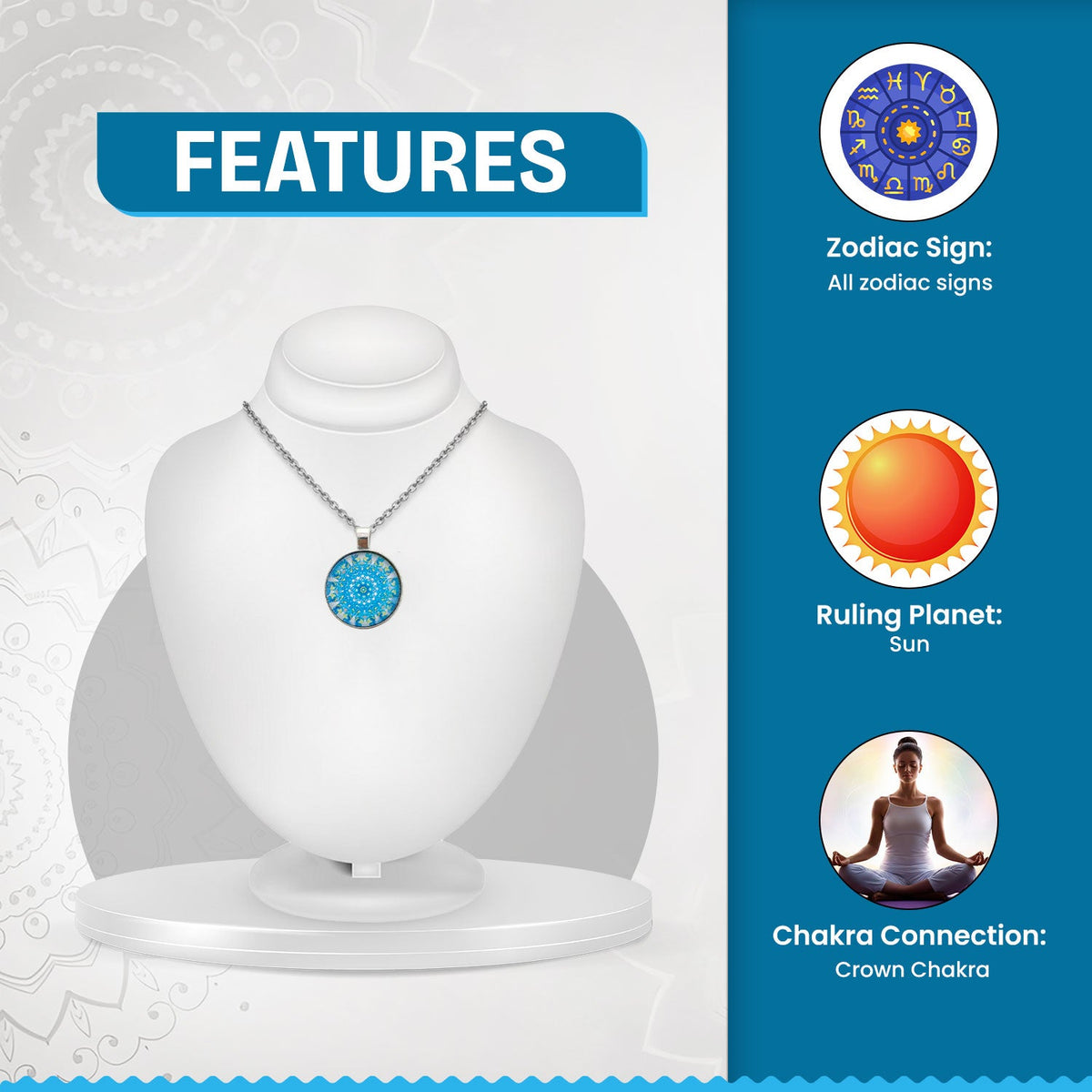 Mandala Art Crystal Pendant