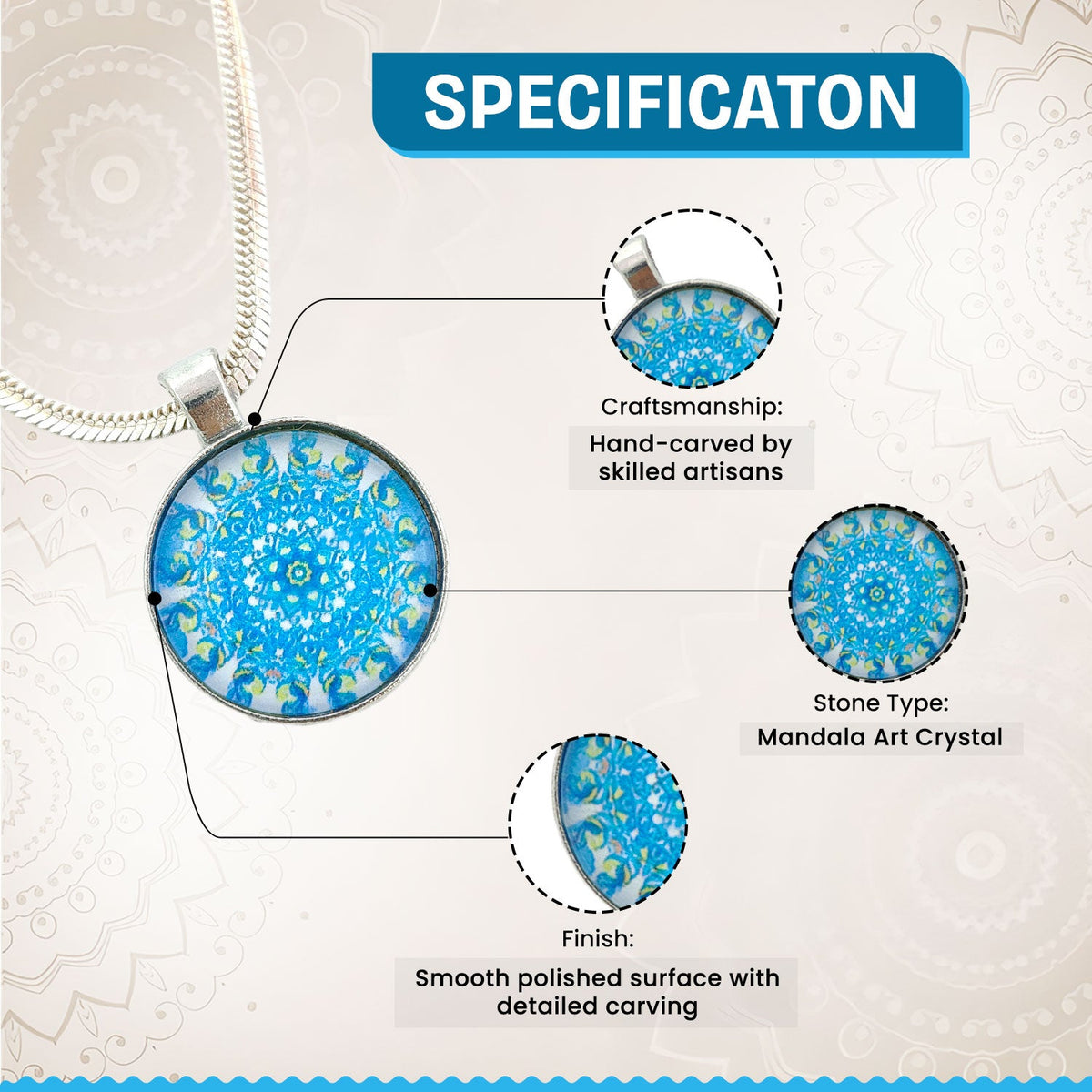 Mandala Art Crystal Pendant