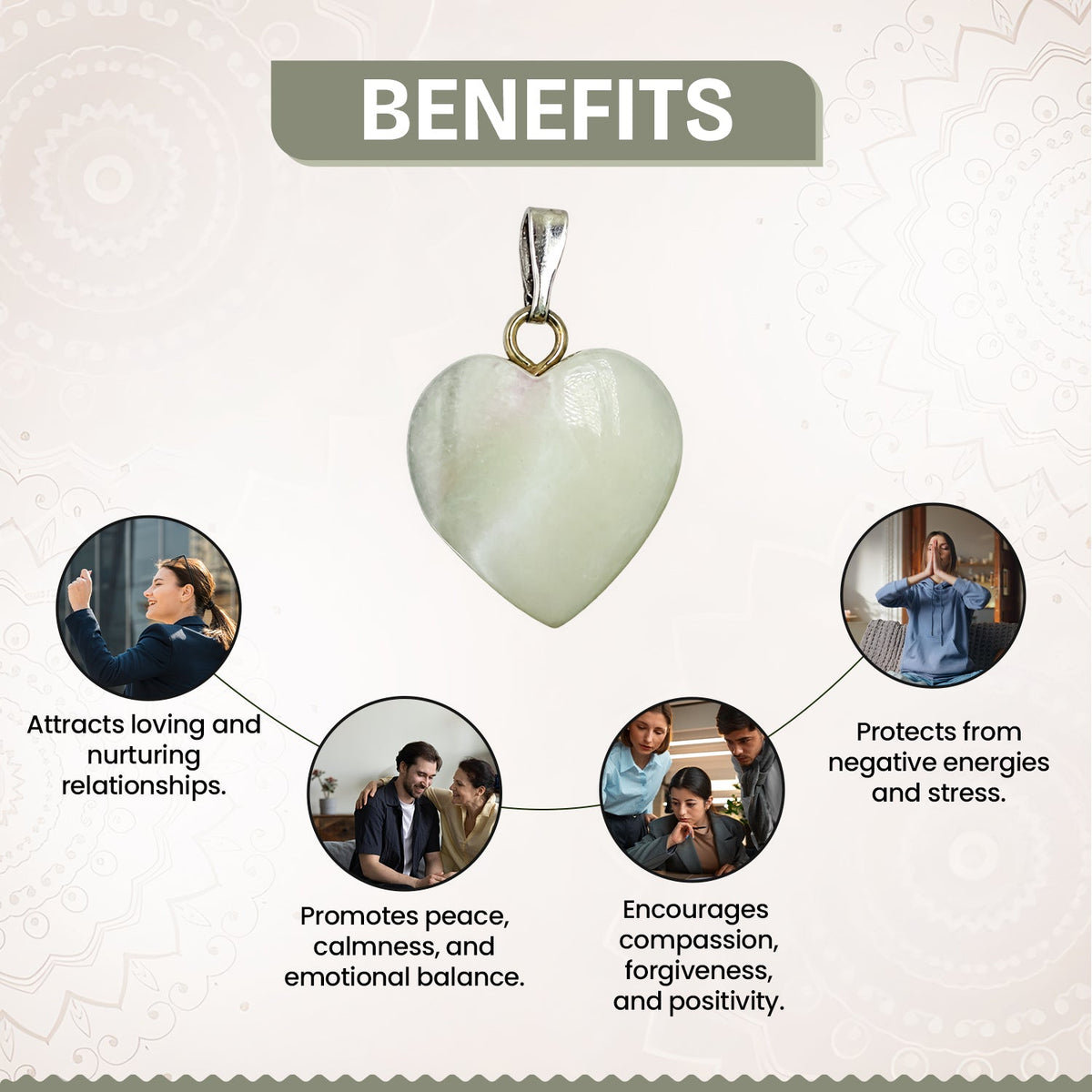 Mother of Pearl Heart Crystal Pendant